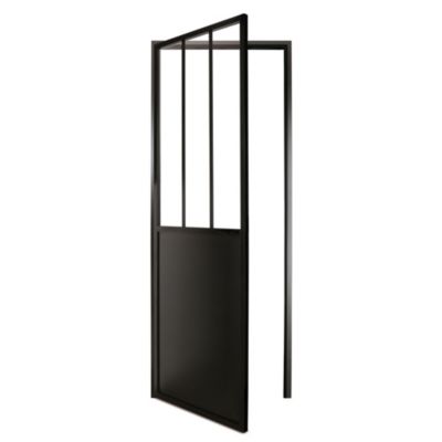 Bloc porte atelier 3 carreaux vitrés transparent poussant droit