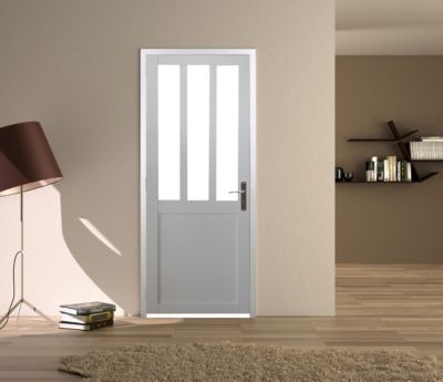 bloc Porte Atelier Blanc H204 X L73 Poussant Gauche Côtes Tableau Gd Menuiseries