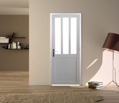 bloc Porte Atelier Blanc H204 X L83 Poussant Droite Côtes Tableau Gd Menuiseries