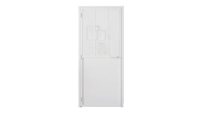 Bloc Porte Atelier H. 204 X 93 X 3 cm cadre en aluminium blanc et verre Depoli blanc Poussant Droit