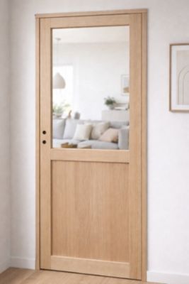 Bloc Porte Atelier Placage Chene H204 X L83 Cm Côte Tableau P.droit Gd Menuiseries