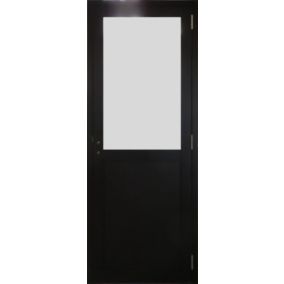 Bloc Porte Athena Noir H204 X L73 Poussant Droite Cotes Tableau Gd Menuiseries