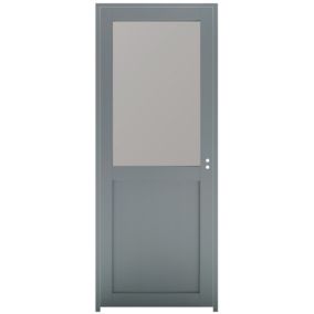 Bloc Porte Athena Ral7035 Vitrée H204 X L73 Poussant Gauche Côtes Tableau Gd Menuiseries