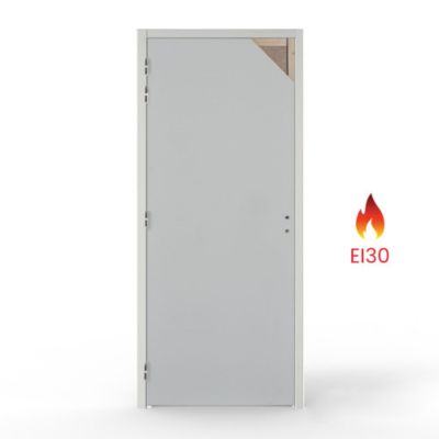 Bloc porte bois coupe-feu EI30 1 vantail PREM - 204x103 cm - huisserie 118x54 - poussant droit