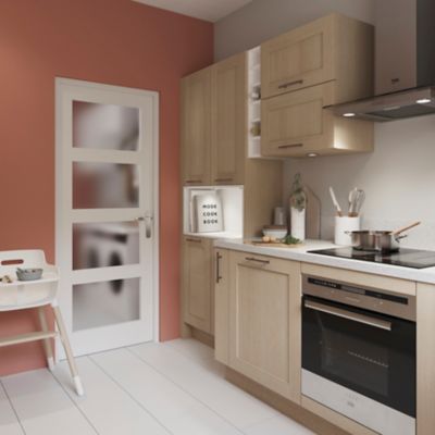 Bloc-porte Connemara 4 carreaux blanc H.204 x l.73 cm, poussant droit