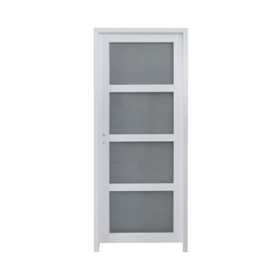Bloc-porte Connemara 4 carreaux blanc H.204 x l.73 cm, poussant droit