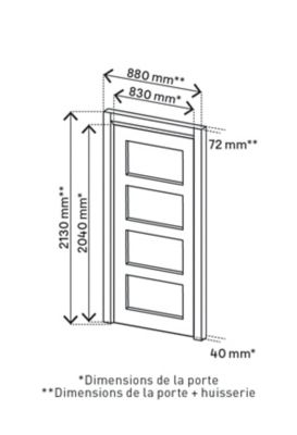 Bloc-porte Connemara 4 carreaux blanc H.204 x l.83 cm, poussant gauche