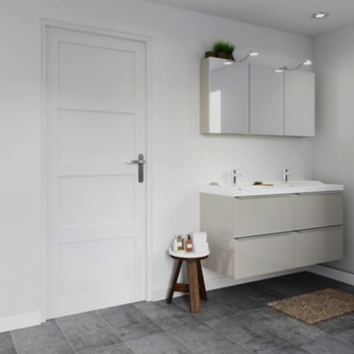 Bloc-porte Connemara 4 panneaux blanc H.204 x l.73 cm, poussant gauche