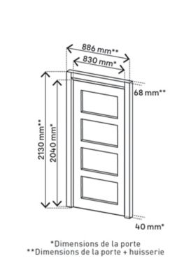 Bloc-porte Connemara pin vitré H.204 x l.83 cm, poussant droit
