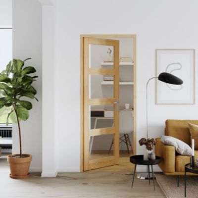 Bloc-porte Connemara pin vitré H.204 x l.83 cm, poussant droit
