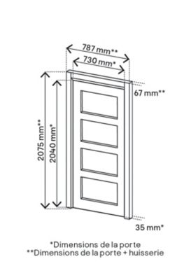 Bloc-porte Connemara vitré H.204 x l.73 cm, poussant droit