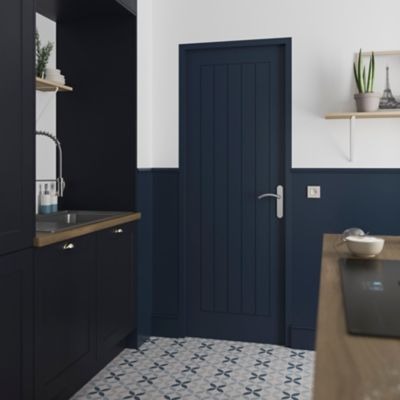 Bloc-porte Cottage 6 lignes blanc H.204 x l.73 cm, poussant droit