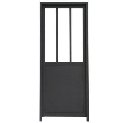Bloc-porte esprit atelier noir H.204 x l.83 cm, poussant droit