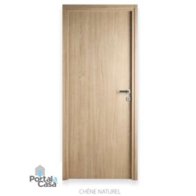 Bloc-porte fin de chantier Essence Chêne Naturel, H.204 l.83cm, réversible + poignée offerte