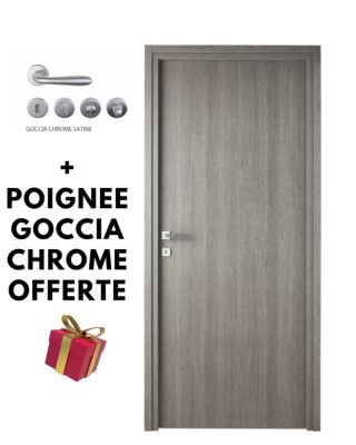 Bloc-porte fin de chantier Gris, H.204 l.83cm, poussant réversible ...