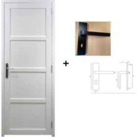 Bloc Porte Gd Menuiseries Tamera Blanc H204 X L83 Poussant Gauche Côtes Tableau +poignée Gd Menuiseries