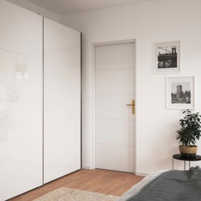 Bloc-porte Gravé prépeint pro H.204 x l.83 cm, poussant gauche