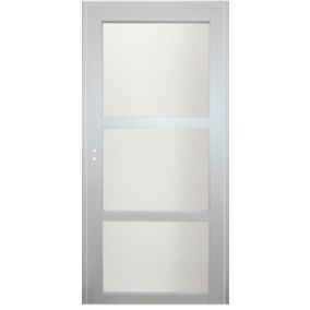 Bloc Porte Greyria Gris Clair Ral7035 Vitree H204 X L73 Poussant Droite Cotes Tableau +poignee Gd Menuiseries