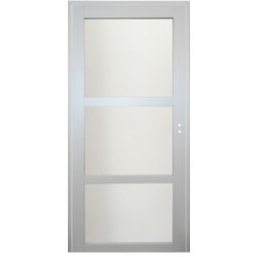 Bloc Porte Greyria Gris Clair Ral7035 Vitree H204 X L73 Poussant Gauche Cotes Tableau +poignee Gd Menuiseries