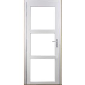 Bloc Porte Kenya Blanc Vitrage Transparent H204 X L73 Poussant Gauche Côtes Tableau Gd Menuiseries