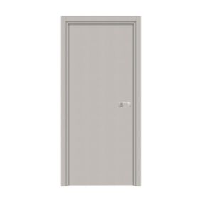 Bloc-porte Miro avec poignée Exclusive grise, H.204 x l.63 cm, aspect cuir argile