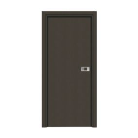 Bloc-porte Miro avec poignée Exclusive grise, H.204 x l.63 cm, aspect cuir basalte