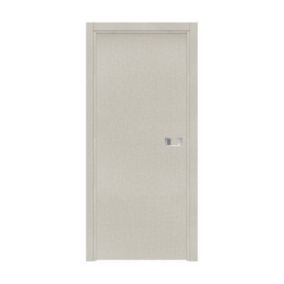 Bloc-porte Miro avec poignée Exclusive grise, H.204 x l.63 cm, aspect textile opale