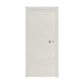 Bloc-porte Miro avec poignée Exclusive grise, H.204 x l.63 cm, aspect textile perle