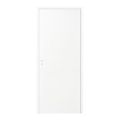 Bloc-porte moderne blanc laqué brillant 73 x 204 cm ajustable, poussant droit, âme tubulaire, Fortia Lauria