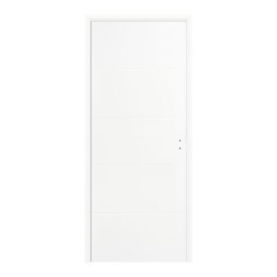 Bloc-porte moderne blanc laqué brillant 73 x 204 cm poussant gauche, ajustable, âme tubulaire, Fortia Lauria