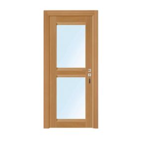 Bloc-porte pose fin de chantier  Premium Classic 2 carreaux, H.204 x l.73 cm, aspect chêne naturel, réversible