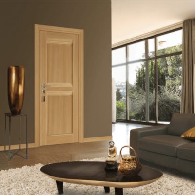 Bloc-porte pose fin de chantier  PREMIUM Classic 2 panneaux, H.204 x l.73 cm, aspect chêne naturel, réversible - Reivilo