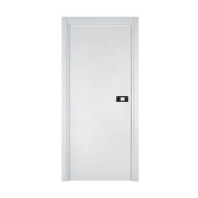 Bloc-porte pose fin de chantier  Premium Miro avec poignée Exclusive noire, H.204 x l.63 cm, aspect chêne blanc, réversible