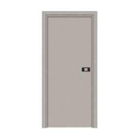 Bloc-porte pose fin de chantier  Premium Miro avec poignée Exclusive noire, H.204 x l.63 cm, aspect cuir argile, réversible