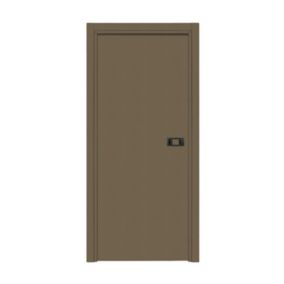 Bloc-porte pose fin de chantier  Premium Miro avec poignée Exclusive noire, H.204 x l.63 cm, aspect cuir lichen, réversible