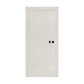 Bloc-porte pose fin de chantier  Premium Miro avec poignée Exclusive noire, H.204 x l.63 cm, aspect textile perle, réversible