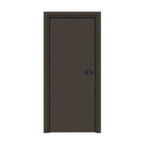 Bloc-porte pose fin de chantier  Premium Miro avec poignée Exclusive noire, H.204 x l.83 cm, aspect cuir basalte, réversible