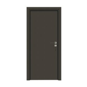 Bloc-porte pose fin de chantier  Premium Miro, H.204 x l.63 cm, aspect cuir basalte, réversible