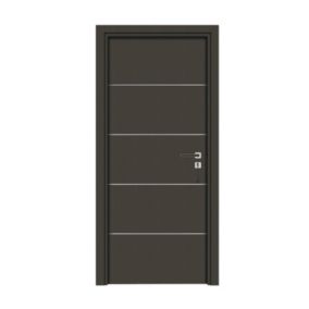 Bloc-porte pose fin de chantier  Premium Seymour, H.204 x l.73 cm, aspect cuir basalte, réversible