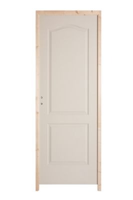 Bloc-porte post-formé blanc antique 2 panneaux H.204 x l.73 cm, poussant gauche