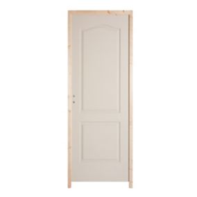 Bloc-porte post-formé blanc antique 2 panneaux H.204 x l.73 cm, poussant gauche