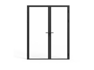 Bloc porte réversible à deux battants en aluminium et verre trempé - 2 x H204 x L73 cm - Noir - LOXTON