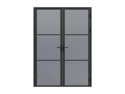 Bloc porte réversible à deux battants en aluminium et verre trempé fumé - 2 x H204 x L93 cm - Noir - MASERU
