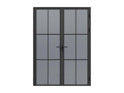 Bloc porte réversible à deux battants en aluminium et verre trempé fumé - 2 x H204 x L93 cm - Noir - SEROTO