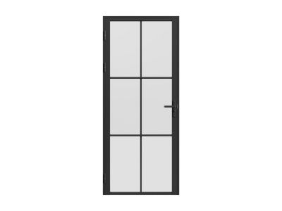 Bloc porte réversible en aluminium et verre dépoli - H204 x L73 cm - Noir - SEROTO