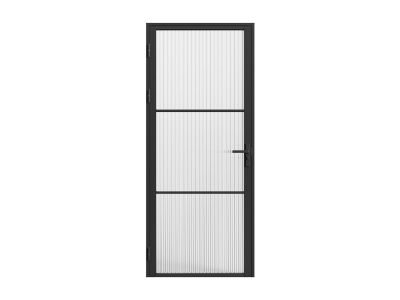 Bloc porte réversible en aluminium et verre texturé - H204 x L73 cm - Noir - MASERU