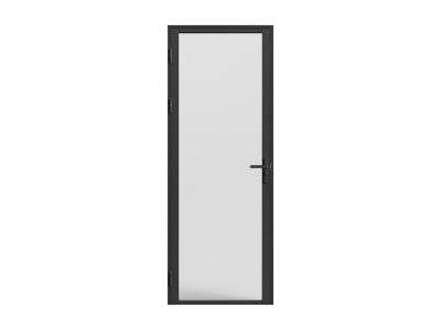 Bloc porte réversible en aluminium et verre trempé dépoli - H204 x L73 cm - Noir - LOXTON