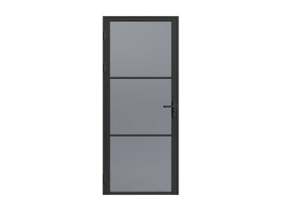 Bloc porte réversible en aluminium et verre trempé fumé - H204 x L83 cm - Noir - MASERU