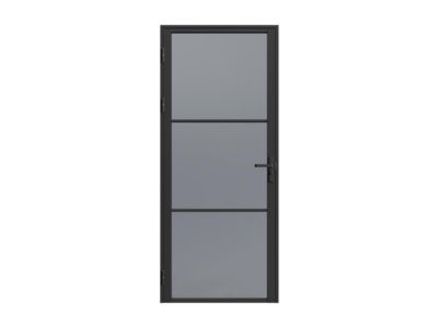 Bloc porte réversible en aluminium et verre trempé fumé - H204 x L93 cm - Noir - MASERU