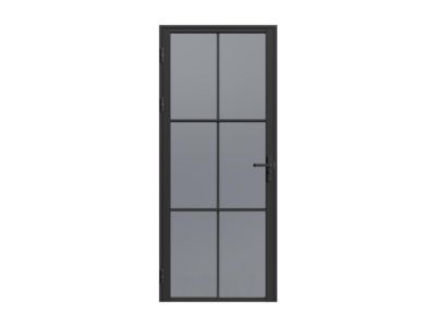Bloc porte réversible en aluminium et verre trempé fumé - H204 x L93 cm - Noir - SEROTO